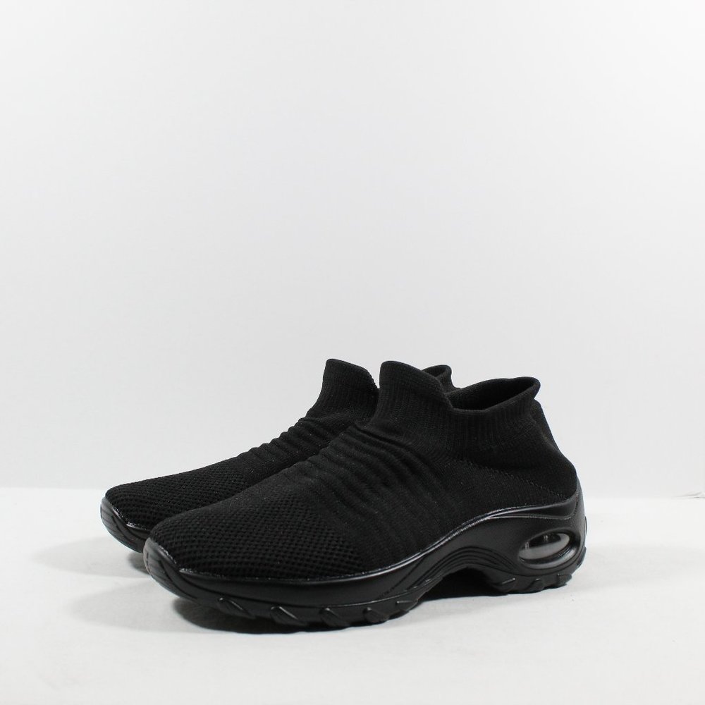 STQ Women's Slip On Walking Sneakers with Arch Support - Black 9.5US / 40EU